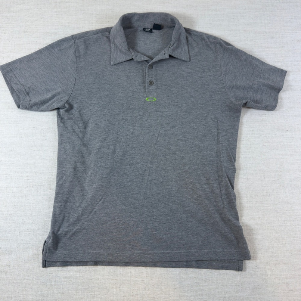 Oakley Mens Gray Short Sleeve Polo Shirt Size M Embroidered Logo RN 96548